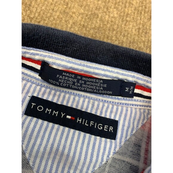 Vintage Tommy Hilfiger Shirt Mens M Plaid Short Sleeve Polo 90s Preppy Knit - Picture 5 of 6